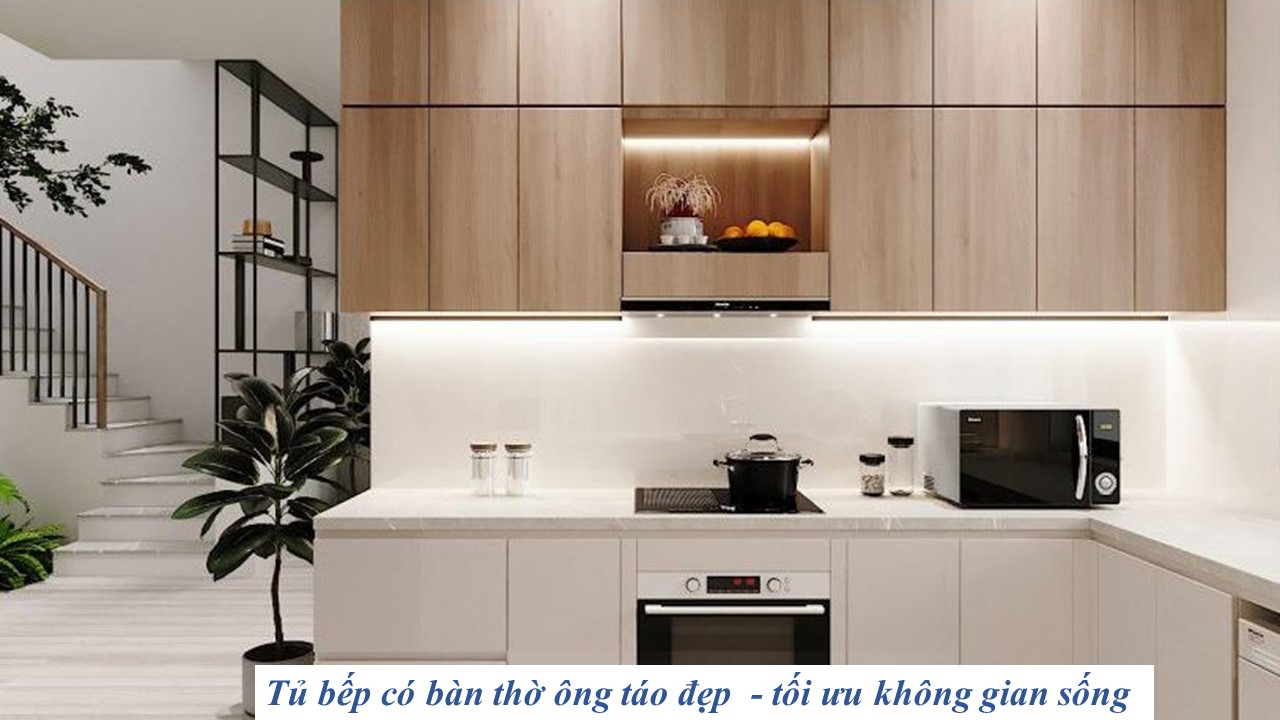 Khái niệm tủ bếp có bàn thờ ông táo đẹp